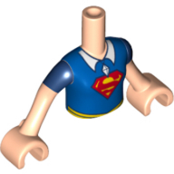 Torso Mini Doll Girl Blue Top, White Collar, Jewel Pendant, Red 'S' Pattern, Light Nougat Arms with Hands, Dark Blue Short Sleeves (Supergirl)