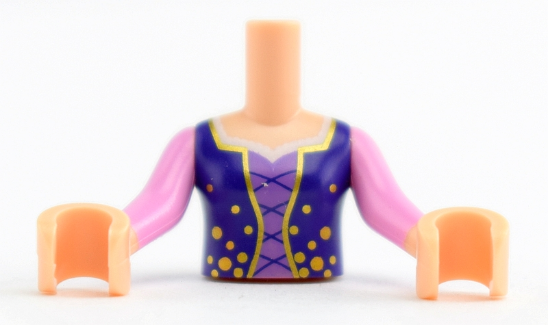 Torso Mini Doll Girl Medium Lavender Top with Dark Purple Jacket and Lacing Pattern, Light Nougat Arms with Hands with Bright Pink Sleeves