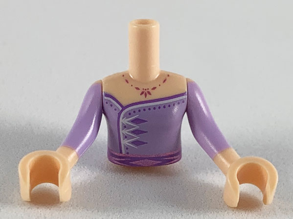 Torso Mini Doll Girl Lavender Dress Pattern, Light Nougat Arms with Hands with Lavender Sleeves
