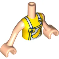 Torso Mini Doll Girl Yellow Top with White Apron and Yellow Name Tag and Banana Pattern, Light Nougat Arms with Hands