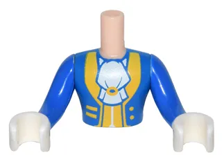 Torso Mini Doll Man Blue Coat with White Ascot, Yellow Trim Pattern, Blue Arms / Sleeves with White Hands / Gloves