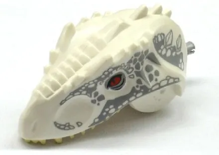 Dinosaur Head Indominus rex/Giganotosaurus with Pin, Tan Teeth, Red Eyes, and Dark Bluish Gray Scales Pattern