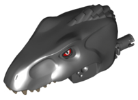 Dinosaur Head Indoraptor with Pin, Dark Tan Teeth, Red Eyes Pattern