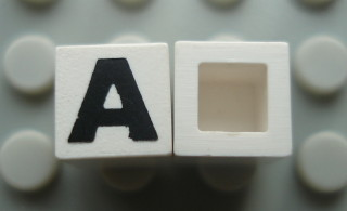 Modulex, Tile 1 x 1 with Black 'A' Pattern (no internal lining)