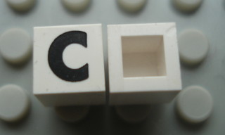 Modulex, Tile 1 x 1 with Black 'C' Pattern (no internal lining)