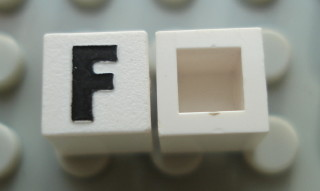 Modulex, Tile 1 x 1 with Black 'F' Pattern (no internal lining)