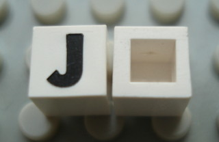 Modulex, Tile 1 x 1 with Black 'J' Pattern (no internal lining)