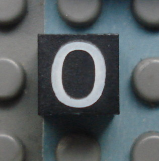 Modulex, Tile 1 x 1 with White '0' Pattern