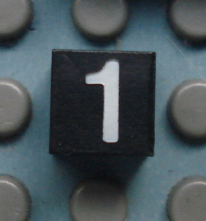 Modulex, Tile 1 x 1 with White '1' Pattern