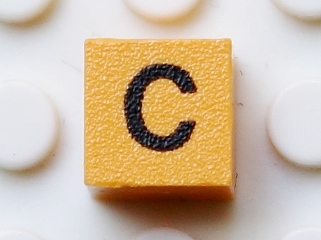 Modulex, Tile 1 x 1 with Black 'C' Pattern (Thin Font)