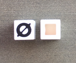 Modulex, Tile 1 x 1 with Black 'Ø' Pattern (no internal lining)