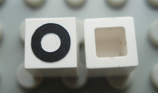 Modulex, Tile 1 x 1 with Black 'O' Pattern (no internal lining)