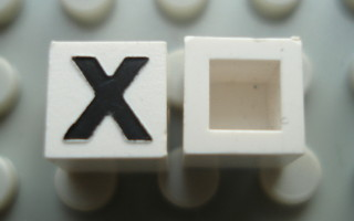 Modulex, Tile 1 x 1 with Black 'X' Pattern (no internal lining)