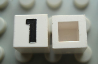 Modulex, Tile 1 x 1 with Black '1' Pattern (no internal lining)