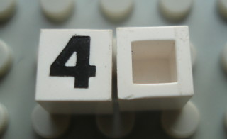 Modulex, Tile 1 x 1 with Black '4' Pattern (no internal lining)