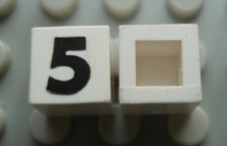 Modulex, Tile 1 x 1 with Black '5' Pattern (no internal lining)