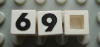 Modulex, Tile 1 x 1 with Black '6' / '9' Pattern (no internal lining)