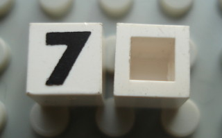 Modulex, Tile 1 x 1 with Black '7' Pattern (no internal lining)