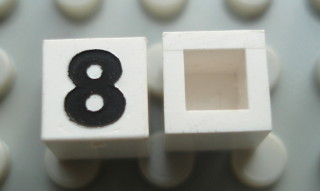 Modulex, Tile 1 x 1 with Black '8' Pattern (no internal lining)