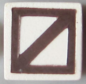 Modulex, Tile 1 x 1 with Dark Brown Square with Diagonal Pattern