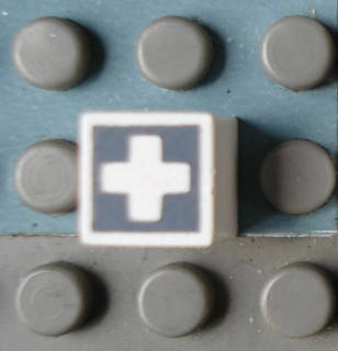 Modulex, Tile 1 x 1 with Gray Cross Outline Pattern