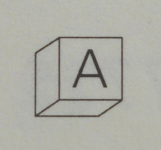 Modulex, Tile 1 x 1 with Dark Gray 'A' Pattern (Thin Font)