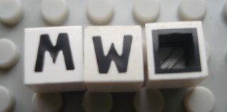 Modulex, Tile 1 x 1 with Black 'M' / 'W' Pattern (with black lining on sides only)