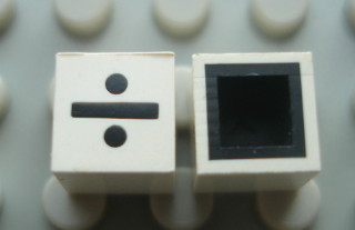 Modulex, Tile 1 x 1 with Black '÷' Pattern (with black lining on top and sides)