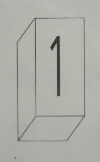 Modulex, Tile 1 x 2 with Dark Gray Number 1 Pattern (Thin Font)