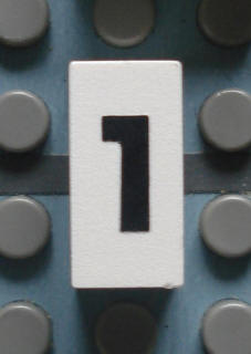 Modulex, Tile 1 x 2 with Black '1' Pattern