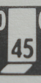 Modulex, Tile 1 x 2 with Black Calendar Minutes Number '45' Pattern