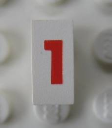 Modulex, Tile 1 x 2 with Red '1' Pattern