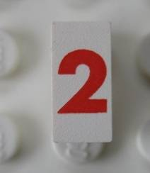 Modulex, Tile 1 x 2 with Red '2' Pattern