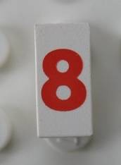 Modulex, Tile 1 x 2 with Red '8' Pattern