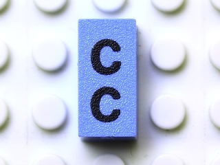 Modulex, Tile 1 x 2 with Black 'C C' Pattern (vertical)