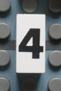 Modulex, Tile 1 x 2 with Black '4' Pattern