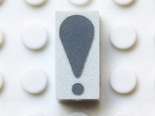 Modulex, Tile 1 x 2 with Dark Gray Exclamation Mark (!) Pattern