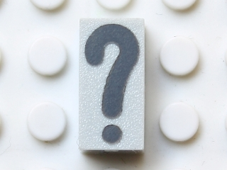 Modulex, Tile 1 x 2 with Dark Gray Question Mark (?) Pattern
