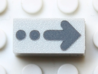 Modulex, Tile 1 x 2 with Dark Gray Arrow Pattern