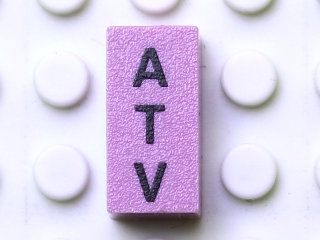 Modulex, Tile 1 x 2 with White 'ATV' Pattern (vertical)