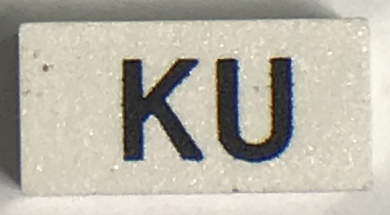 Modulex, Tile 1 x 2 with Black 'KU' Pattern