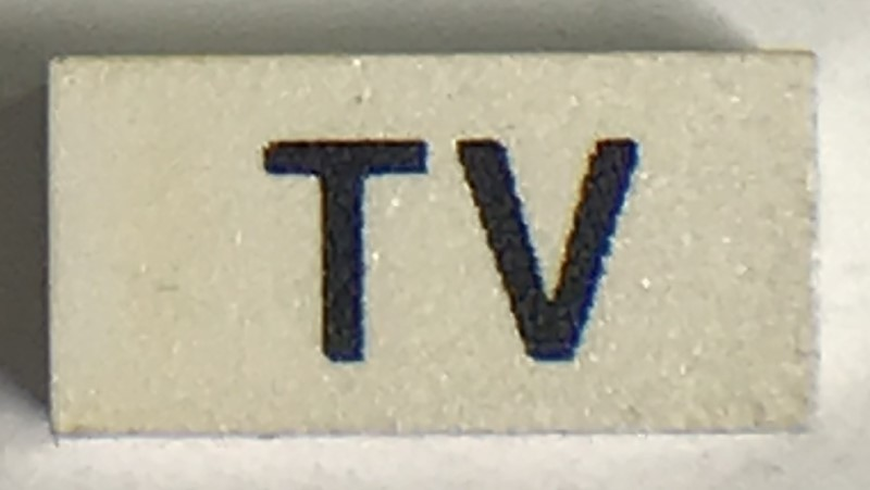 Modulex, Tile 1 x 2 with Black 'TV' Pattern