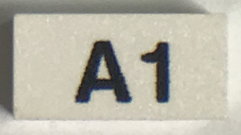 Modulex, Tile 1 x 2 with Black 'A1' Pattern