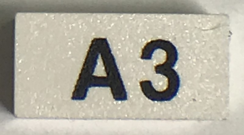Modulex, Tile 1 x 2 with Black 'A3' Pattern