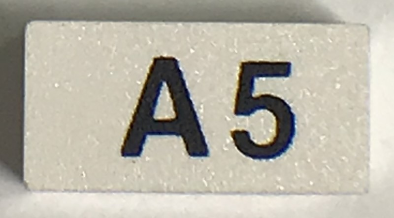 Modulex, Tile 1 x 2 with Black 'A5' Pattern