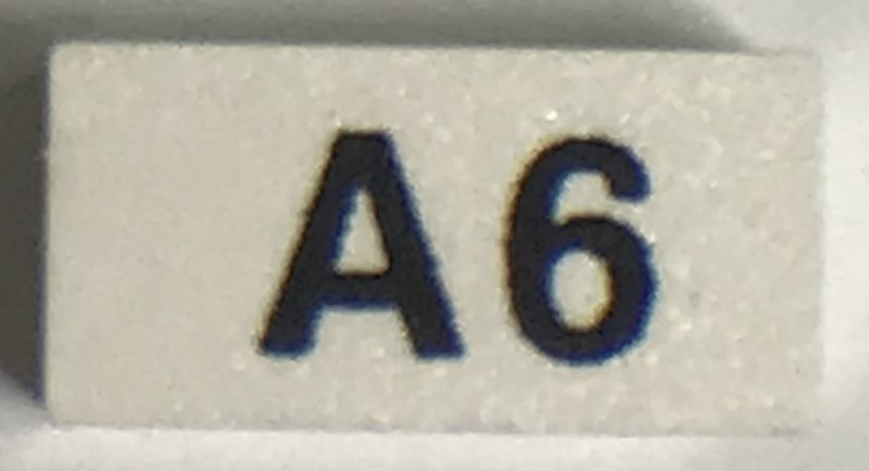 Modulex, Tile 1 x 2 with Black 'A6' Pattern