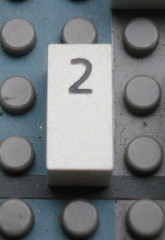 Modulex, Tile 1 x 2 with Black Calendar Day Number  '2' Pattern