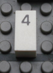 Modulex, Tile 1 x 2 with Black Calendar Day Number  '4' Pattern