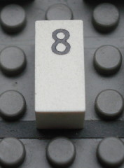 Modulex, Tile 1 x 2 with Black Calendar Day Number  '8' Pattern