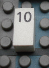 Modulex, Tile 1 x 2 with Black Calendar Day Number '10' Pattern